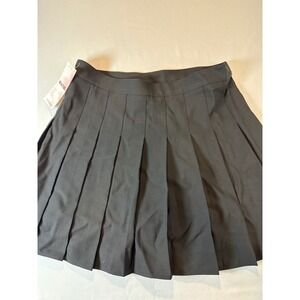 SCKTOO Black Pleated Mini Skirt XL Schoolgirl Preppy Skort with Built-in Shorts